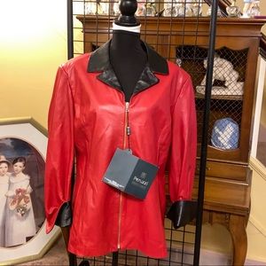Peruzzi New Leather Jacket Made in Florence Italy.